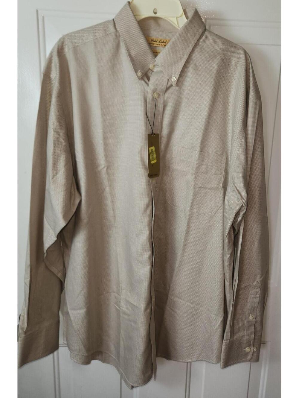 Roundtree & Yorke Gold Label Mens Cream Shirt Non-Iron Performance NWT Size L